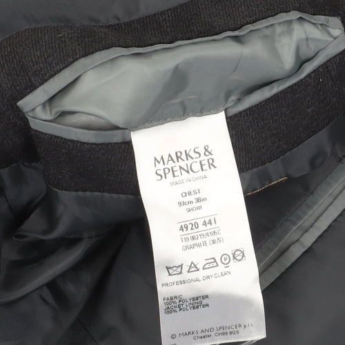 Marks and Spencer Men’s Black Blazer, Size 38S, Regular Fit