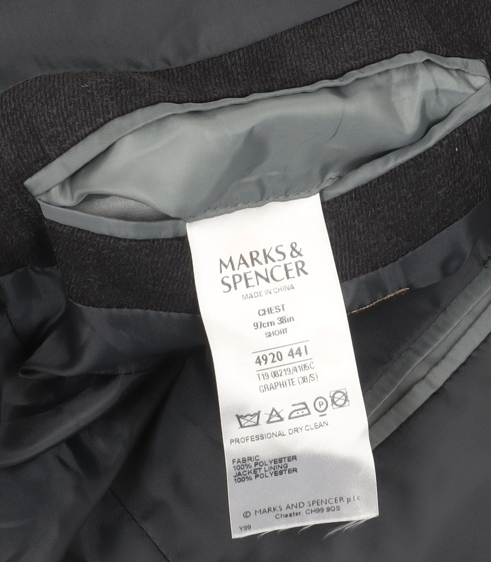 Marks and Spencer Men’s Black Blazer, Size 38S, Regular Fit