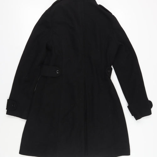 H&M Women's Black Wool Pea Coat, Size 10, Button Closure