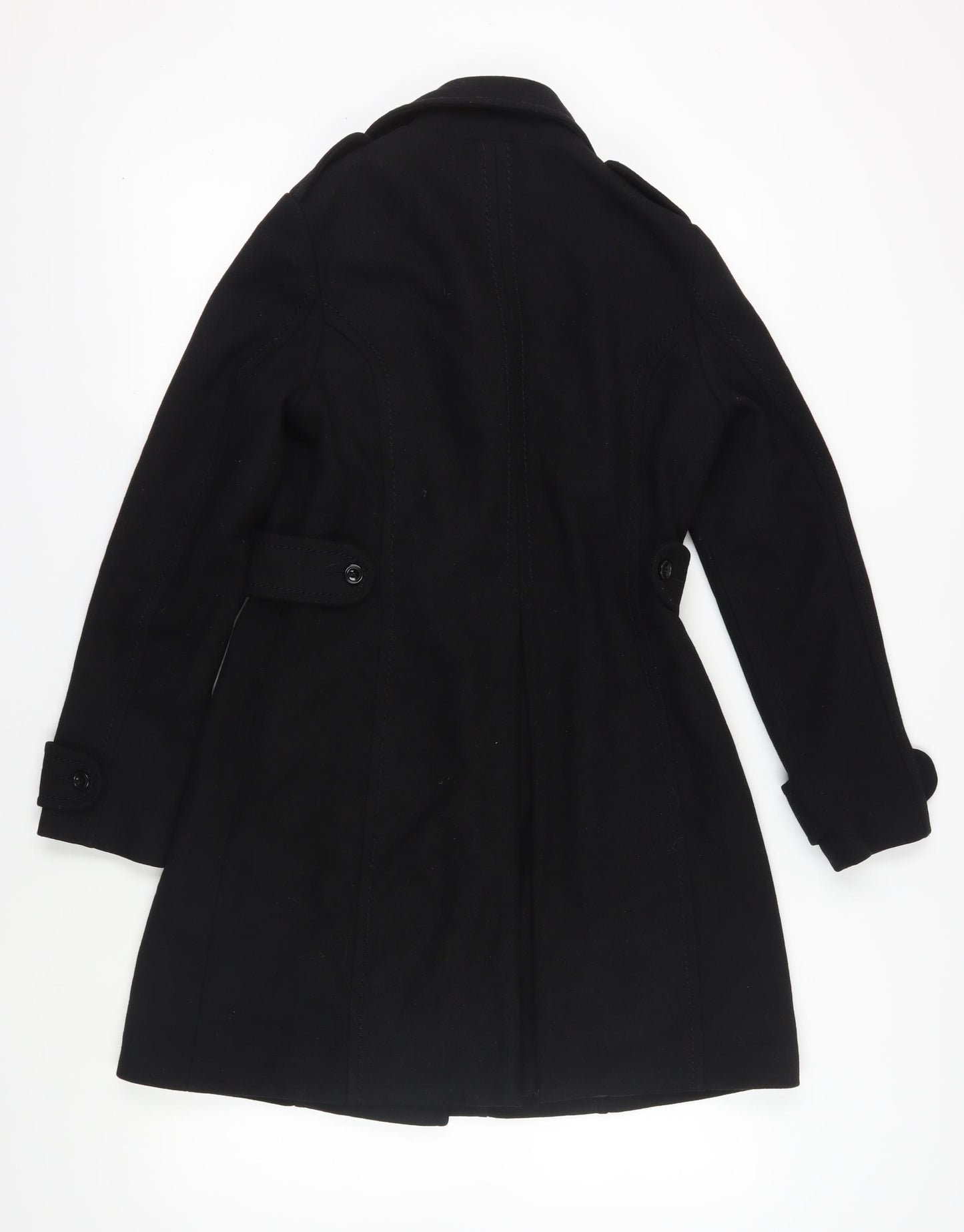 H&M Women's Black Wool Pea Coat, Size 10, Button Closure