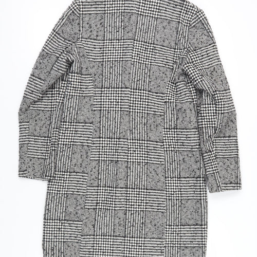 New Look Women's Black White Check Pea Coat Size 8