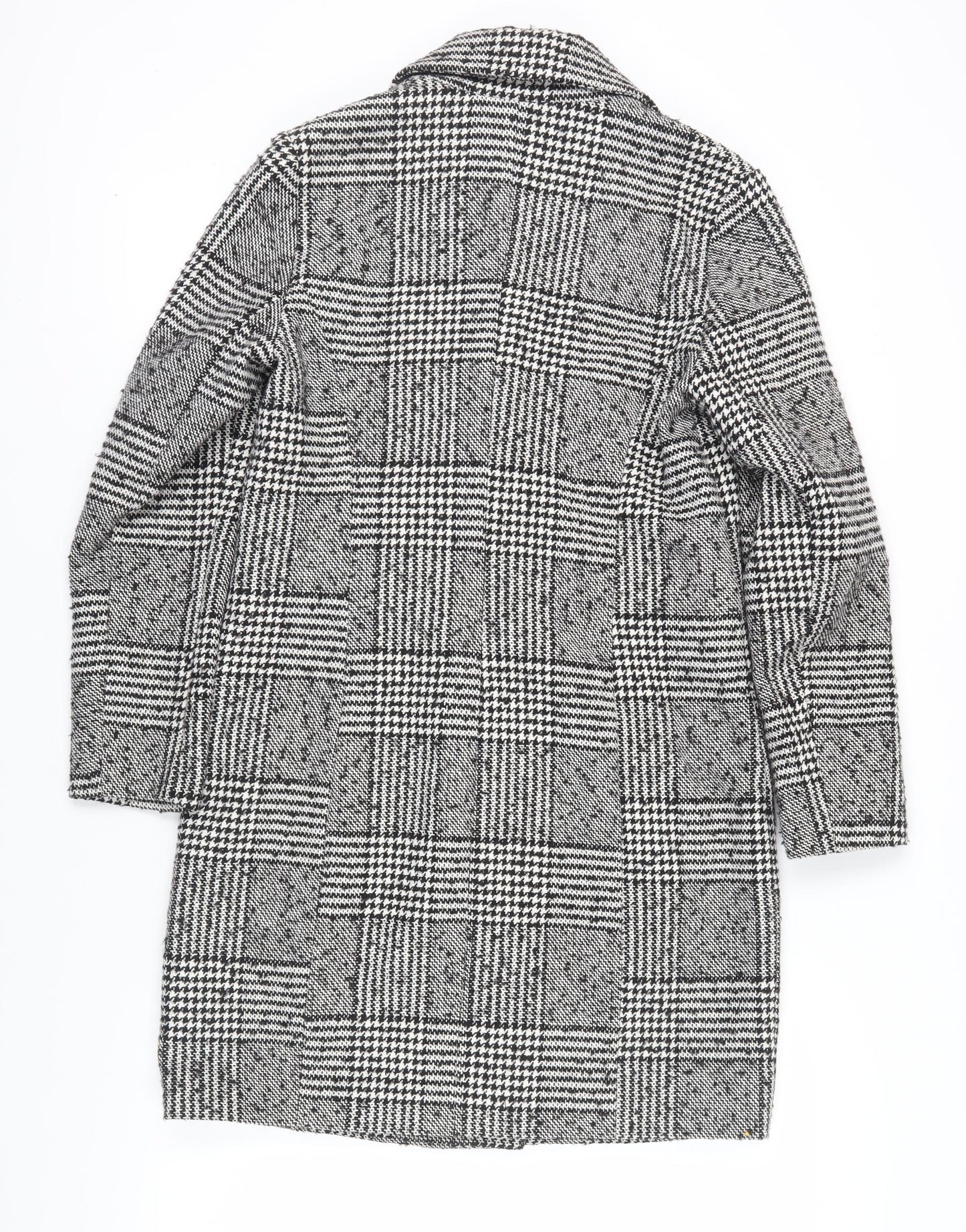 New Look Women's Black White Check Pea Coat Size 8