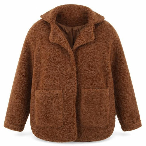 Brave Soul Women's Brown Fleece Mid-Length Overcoat