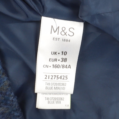 Marks and Spencer Women's Blue Pea Coat, Size 10, New