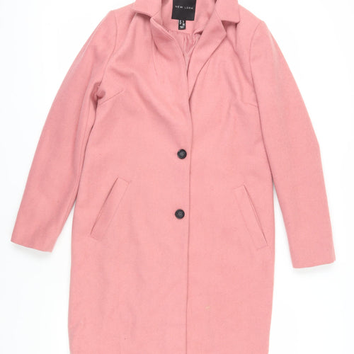 New Look Women's Pink Long Overcoat Size 6
