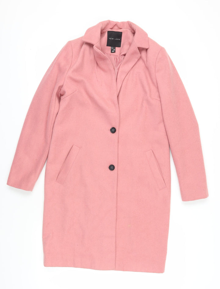 New Look Women's Pink Long Overcoat Size 6
