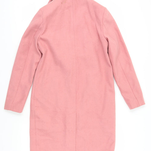 New Look Women's Pink Long Overcoat Size 6