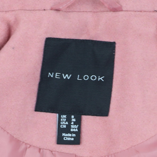 New Look Women's Pink Long Overcoat Size 6