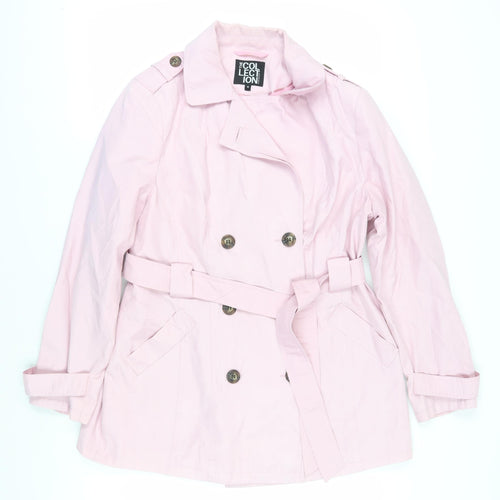 Debenhams Women's Pink Trench Coat Size 16 Belted