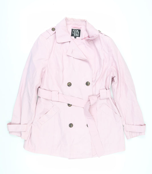 Debenhams Women's Pink Trench Coat Size 16 Belted