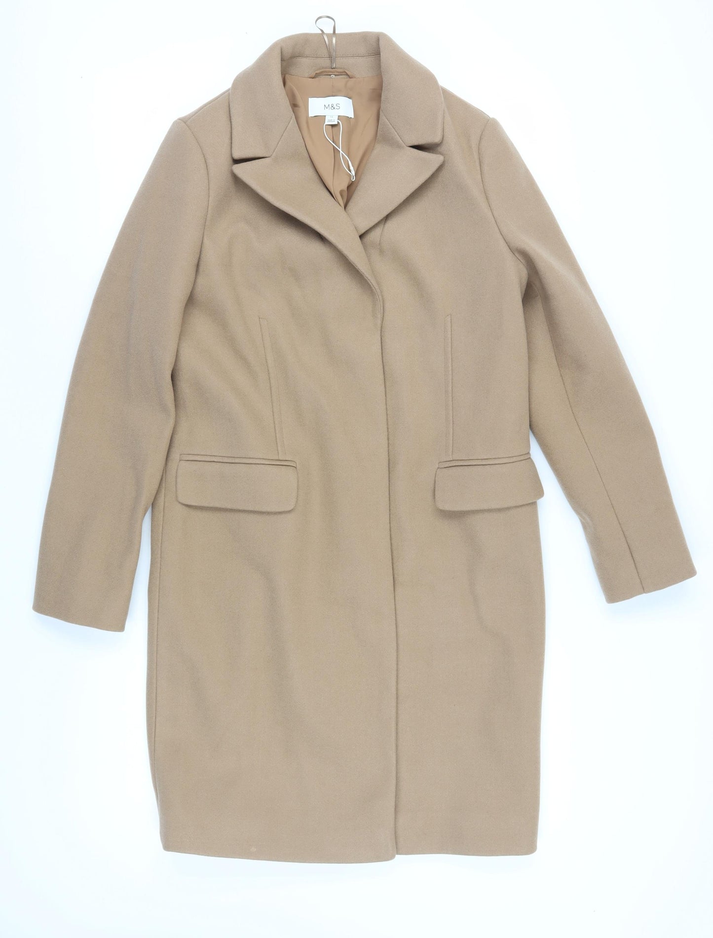 Marks and Spencer Beige Women's Wool Overcoat Size 12