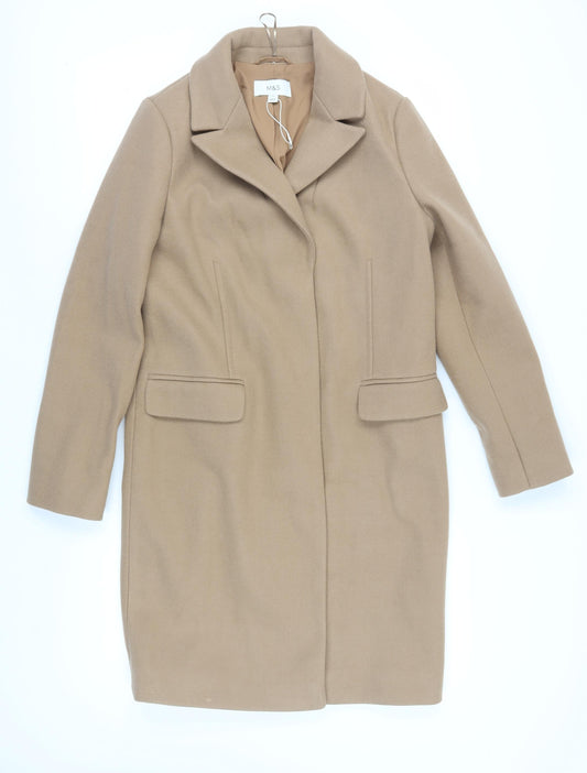 Marks and Spencer Beige Women's Wool Overcoat Size 12