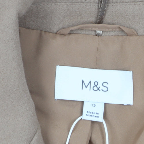 Marks and Spencer Beige Women's Wool Overcoat Size 12