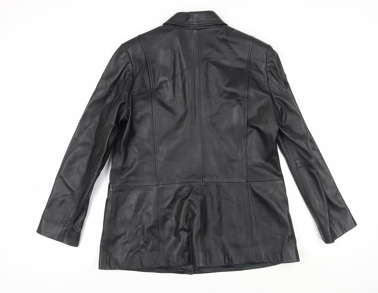 Marks and Spencer Women Black Leather Overcoat Size 16