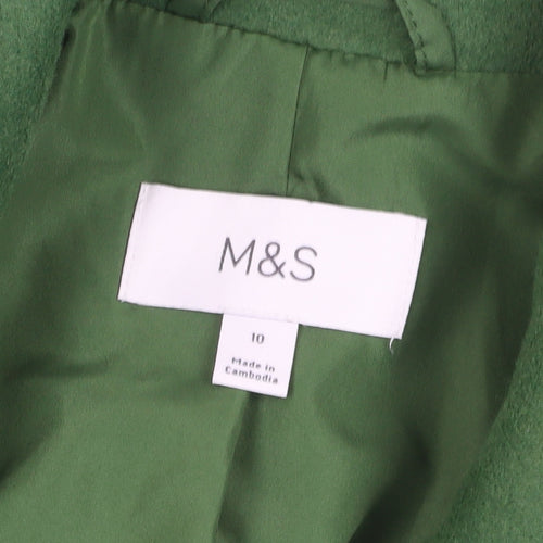 Marks and Spencer Women's Green Overcoat, Size 10