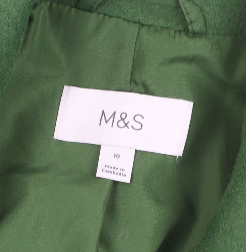 Marks and Spencer Women's Green Overcoat, Size 10