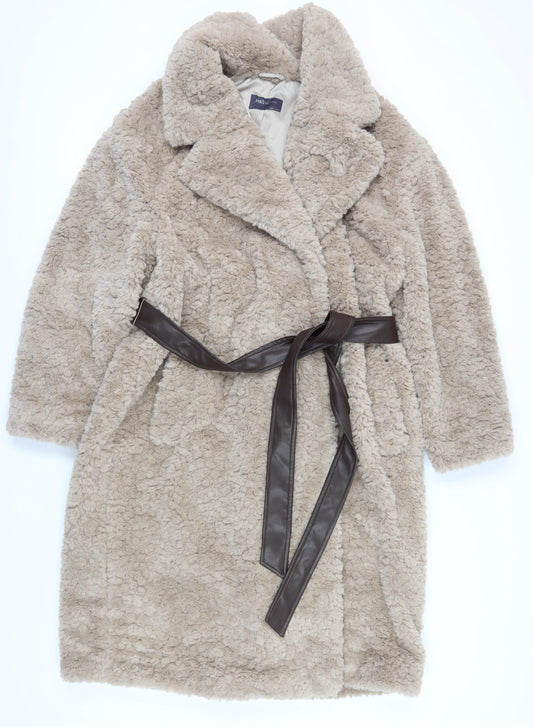 Marks and Spencer Women's Beige Faux Fur Belted Overcoat