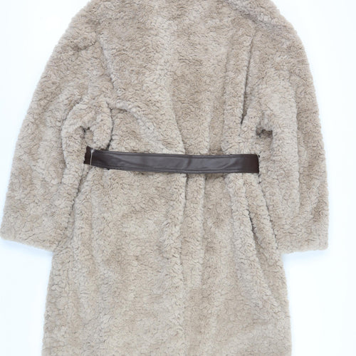 Marks and Spencer Women's Beige Faux Fur Belted Overcoat