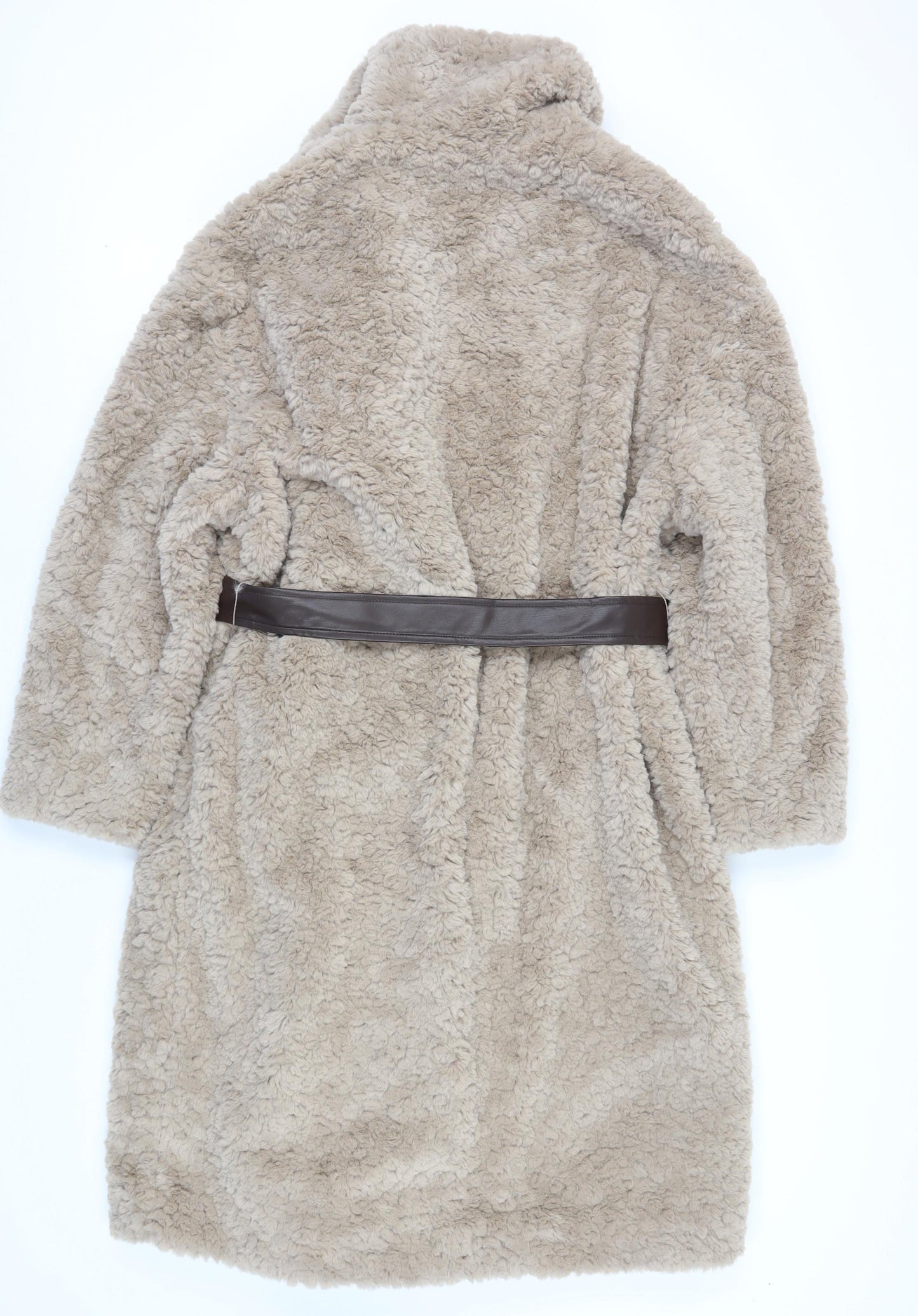 Marks and Spencer Women's Beige Faux Fur Belted Overcoat