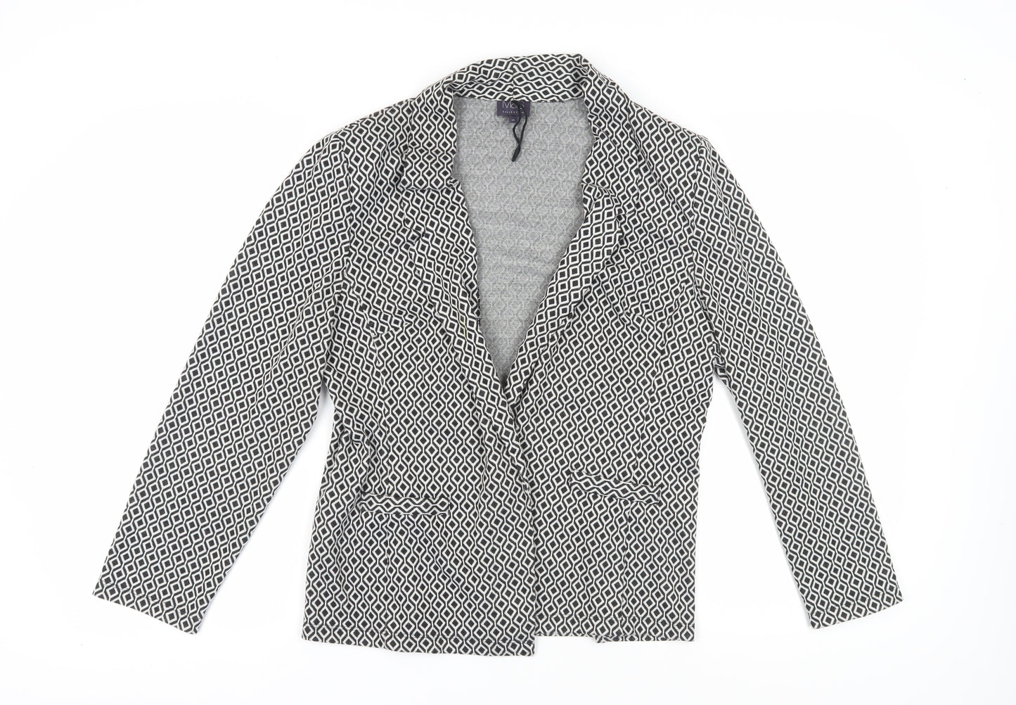 Marks and Spencer Women's Black Geometric Suit Jacket Size 16