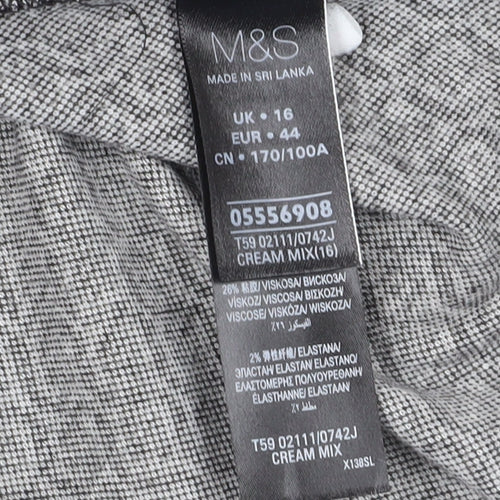 Marks and Spencer Women's Black Geometric Suit Jacket Size 16
