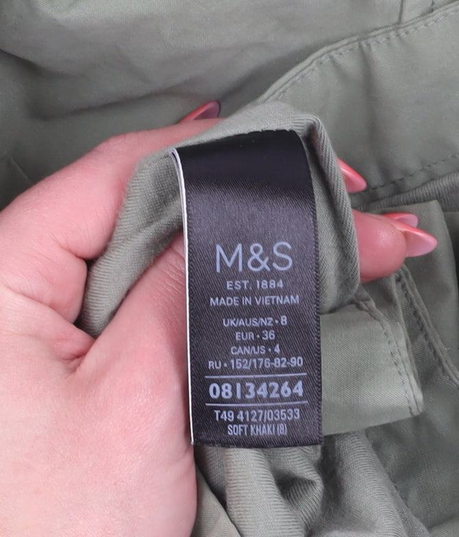 Marks and Spencer Women's Green Parka Jacket Size 8