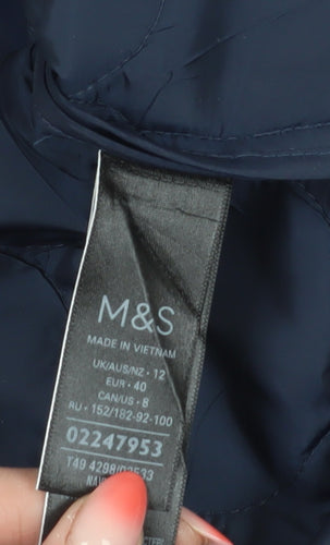 Marks and Spencer Women's Blue Quilted Coat Size 12