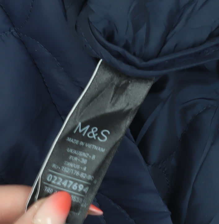 Marks and Spencer Women's Blue Quilted Coat Size 8