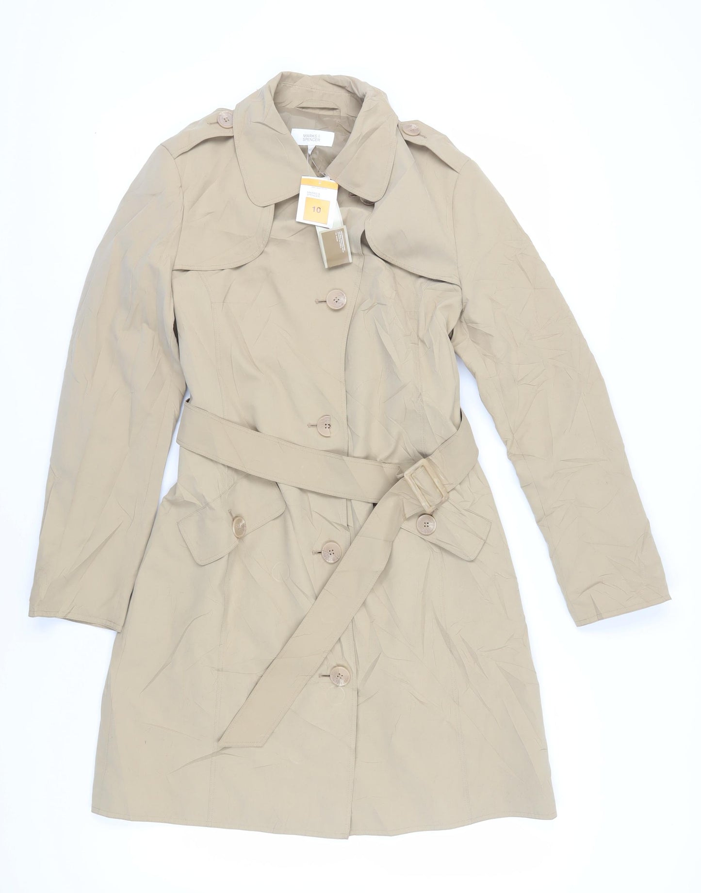 Marks and Spencer Women Beige Trench Coat Size 10