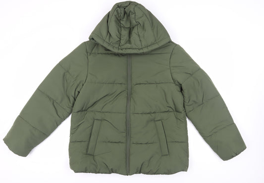 Marks and Spencer Women's Green Puffer Jacket - UK 14