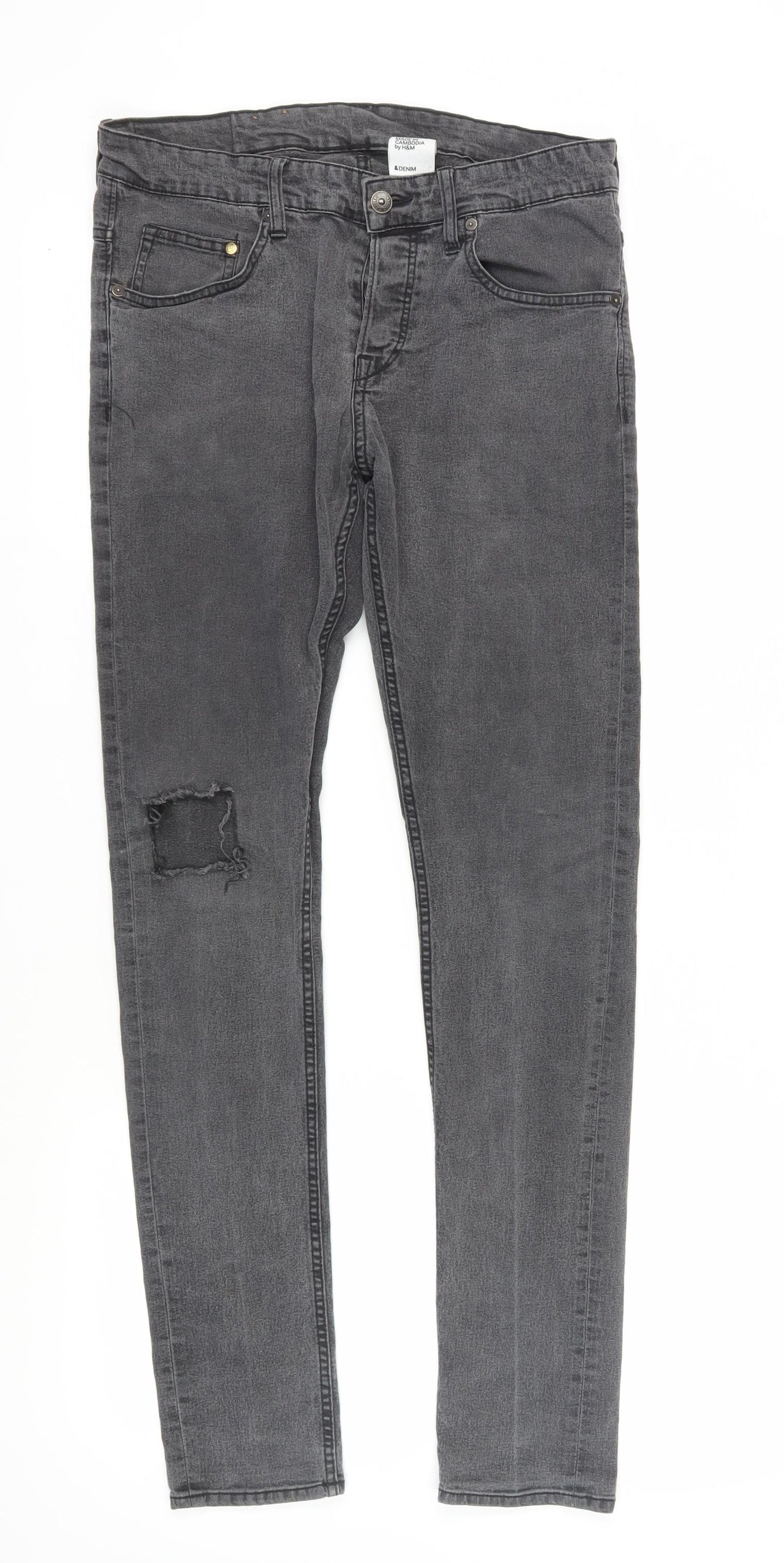 H&M Men's Grey Skinny Jeans Size 34 Low Waist
