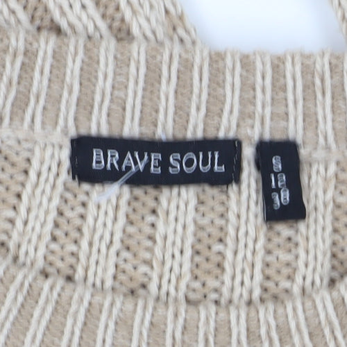 Brave Soul Women's Beige Cable Knit Jumper Size 12