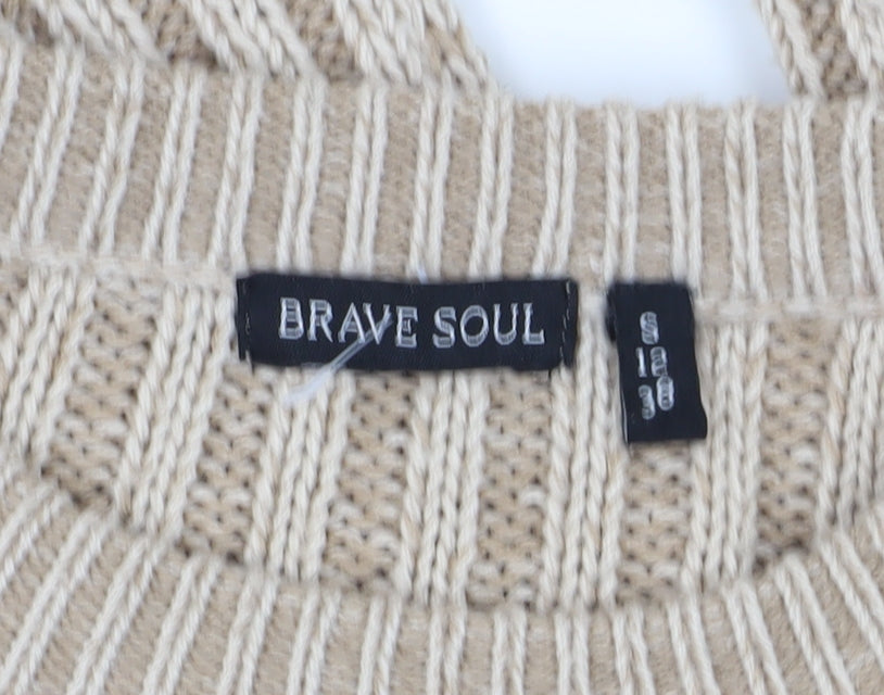 Brave Soul Women's Beige Cable Knit Jumper Size 12