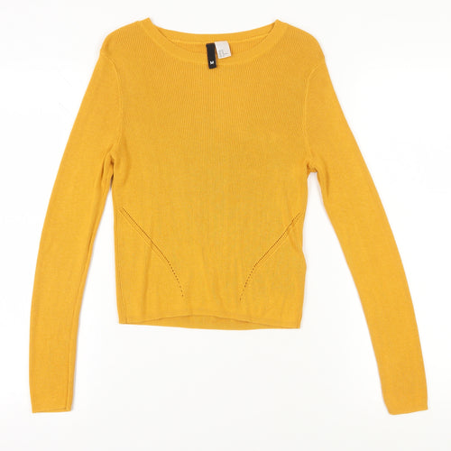 H&M Women's Yellow Pullover Jumper, Long Sleeve, Size 12