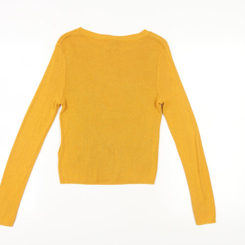 H&M Women's Yellow Pullover Jumper, Long Sleeve, Size 12