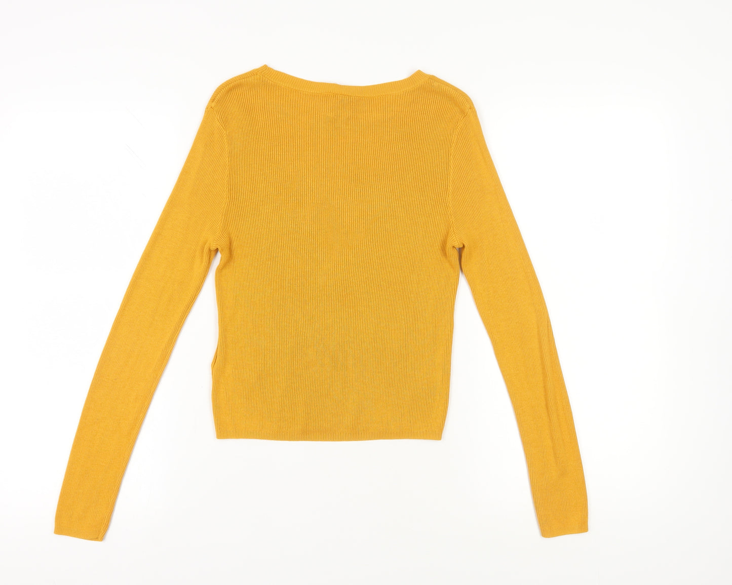 H&M Women's Yellow Pullover Jumper, Long Sleeve, Size 12