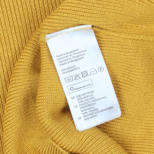 H&M Women's Yellow Pullover Jumper, Long Sleeve, Size 12