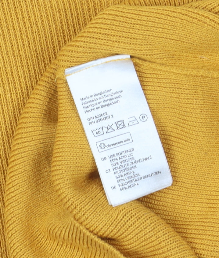 H&M Women's Yellow Pullover Jumper, Long Sleeve, Size 12