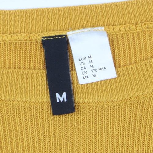 H&M Women's Yellow Pullover Jumper, Long Sleeve, Size 12