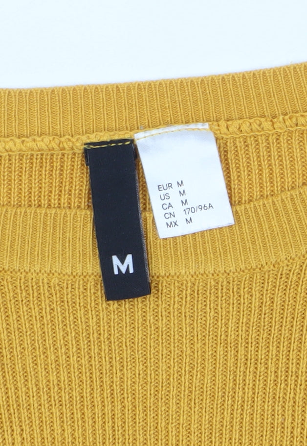 H&M Women's Yellow Pullover Jumper, Long Sleeve, Size 12