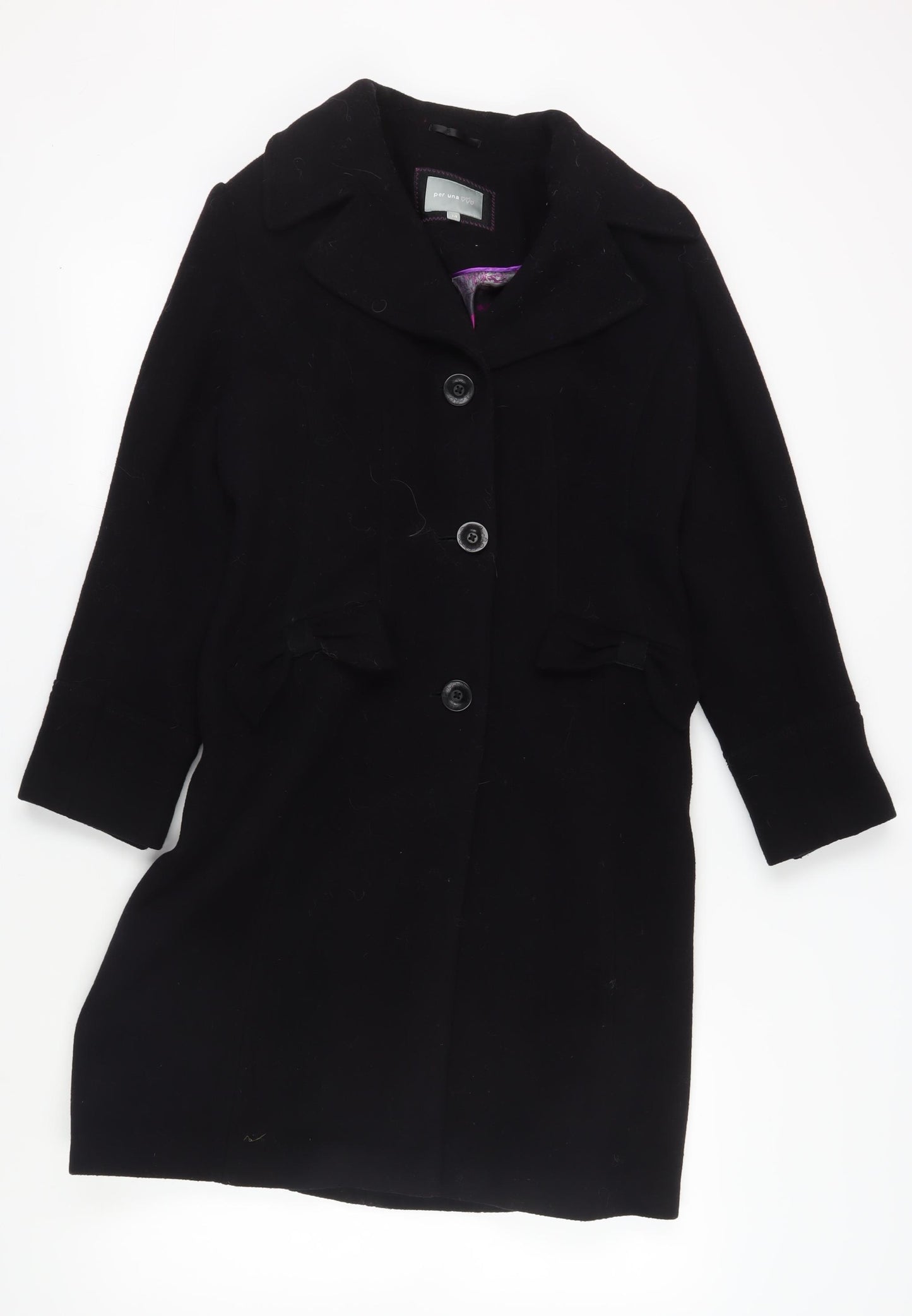 Marks and Spencer Women's Black Wool Overcoat Size 14
