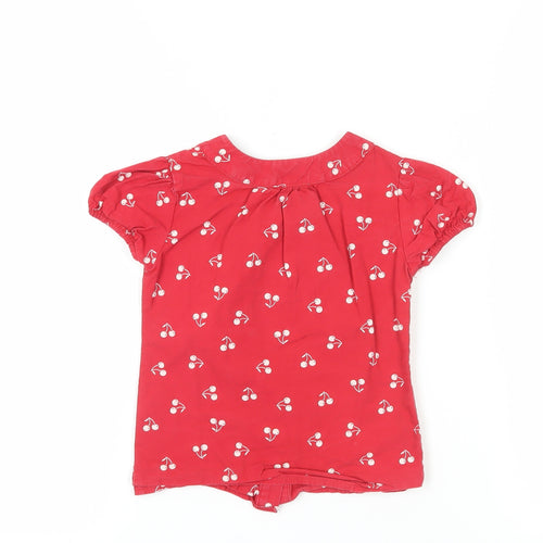 Next Girls Red Floral Button-Up Blouse, 5 Years, Ruffled Bow
