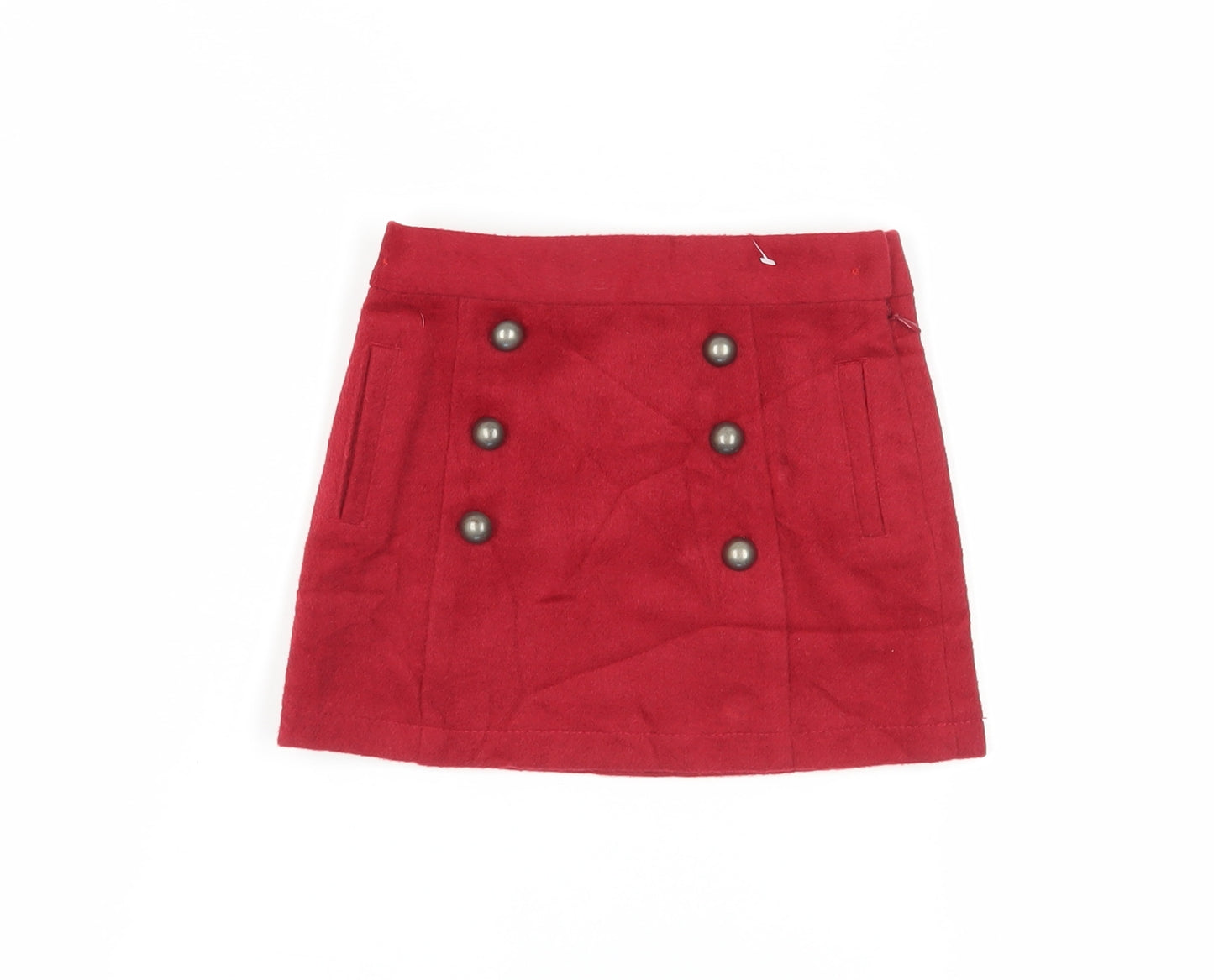 Next Girls Red Mini Skirt, 5 Years, Button Accent, Casual Wear