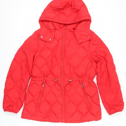 Marks and Spencer Women's Red Puffer Jacket - Size 12