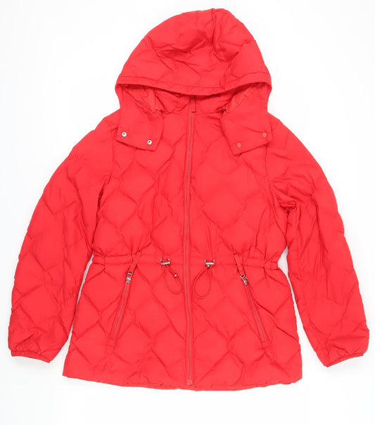 Marks and Spencer Women's Red Puffer Jacket - Size 12