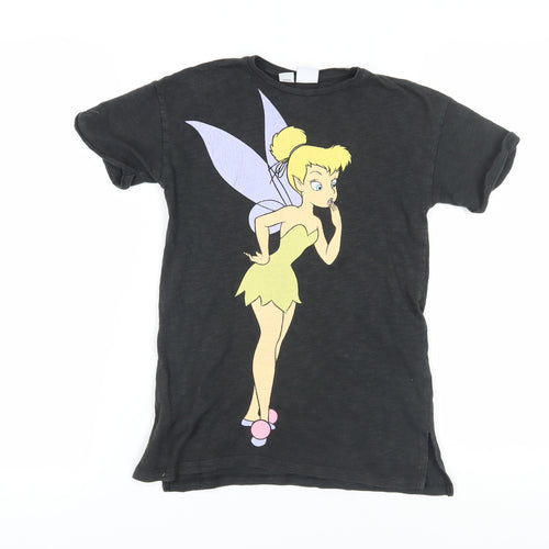 Zara Girls Black Tinker Bell Graphic T-Shirt Size 122