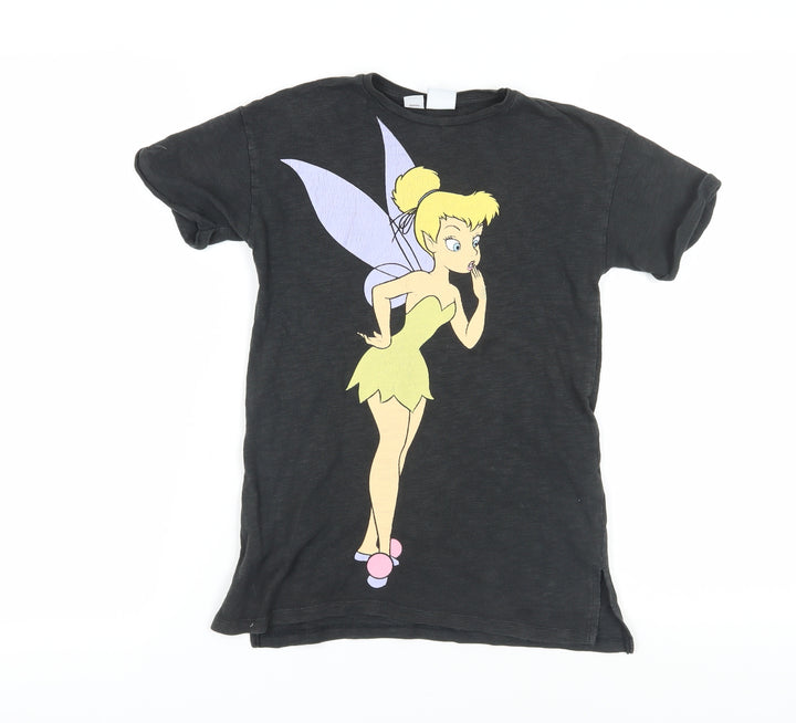 Zara Girls Black Tinker Bell Graphic T-Shirt Size 122