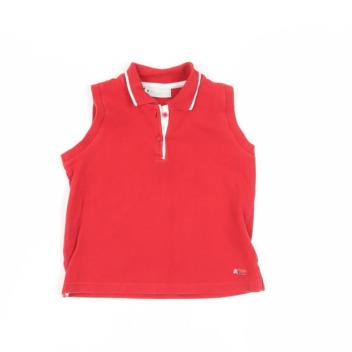 Zara Girls Red Polo Sleeveless Cotton Top - 5 Years