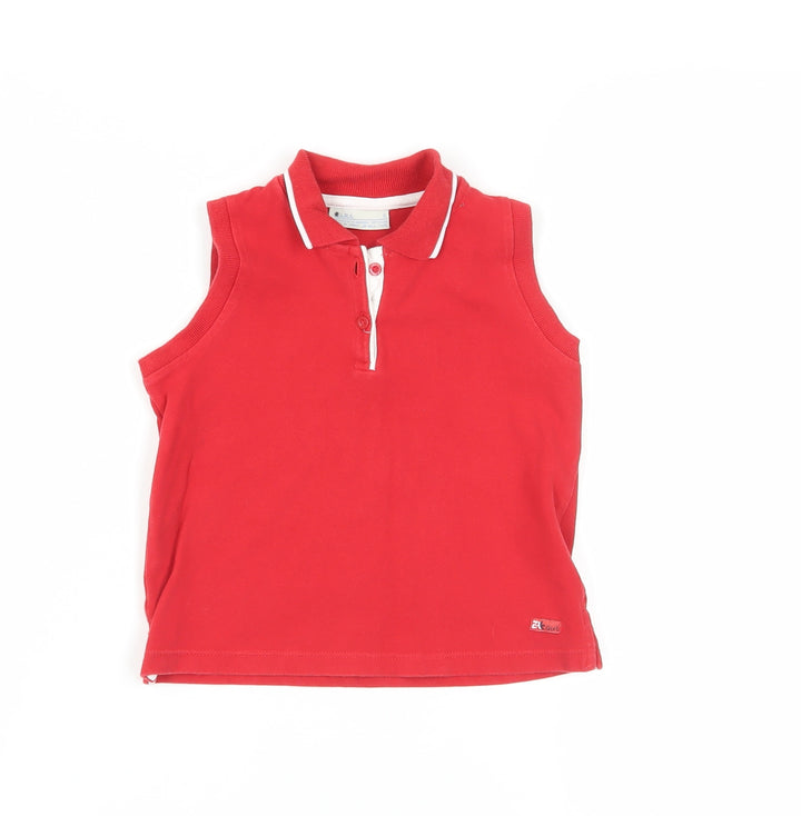 Zara Girls Red Polo Sleeveless Cotton Top - 5 Years