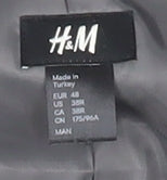 H&M Men's Grey Blazer, Single-Breasted, Size 38R